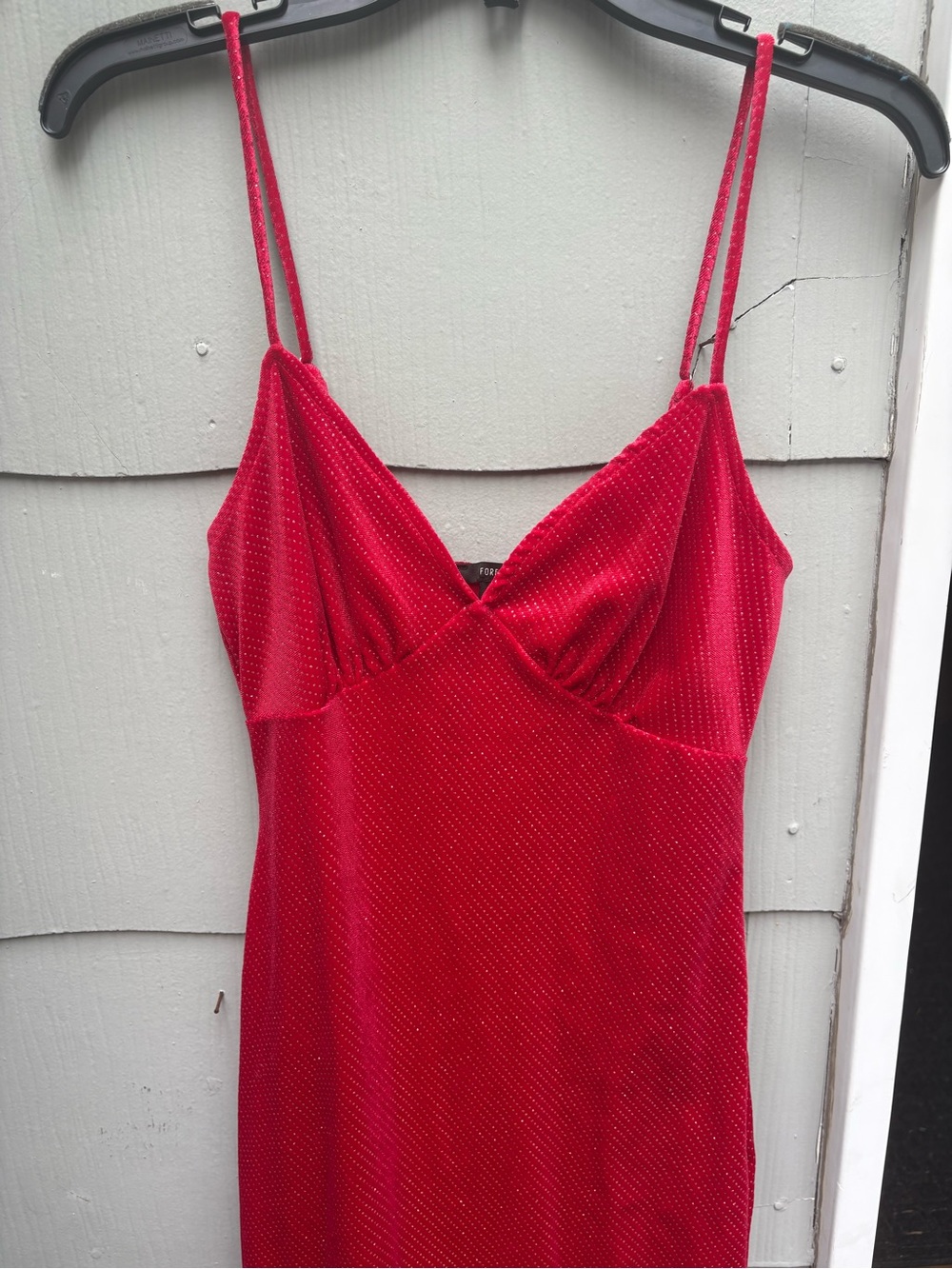 Forever 21 Red Velvet Slip Dress with Dotted Texture